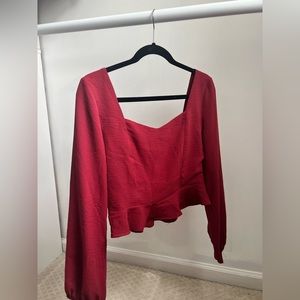 Red crop top blouse